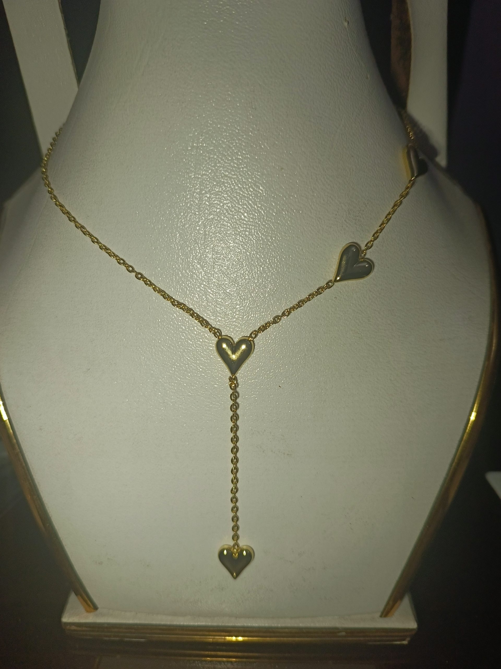 Elegant Stainless Steel Heart Drop Necklace for Women – Gold Plated Love Pendant