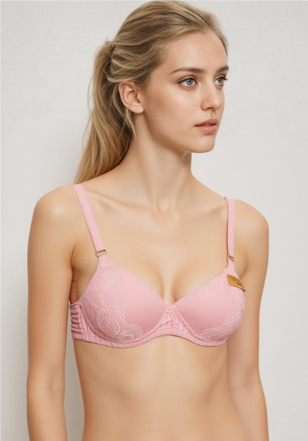 Blush Lace Cup Bra – Baby Pink, Size 40 | Elegant Everyday Comfort