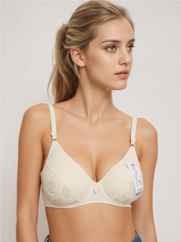 Beige Elegance Lace Cup Bra – Soft Comfort & Everyday Support