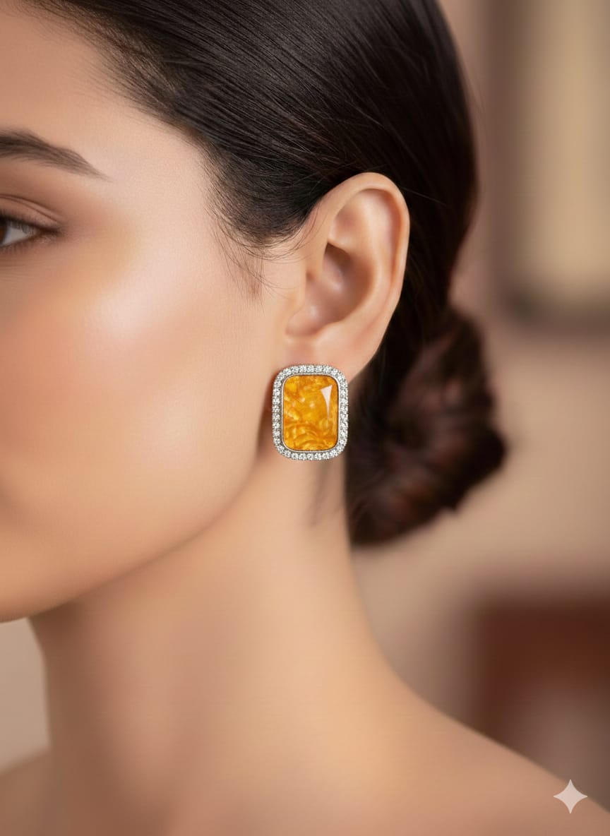 Elegant Crystal Border Stud Earrings – Available in Multiple Colors