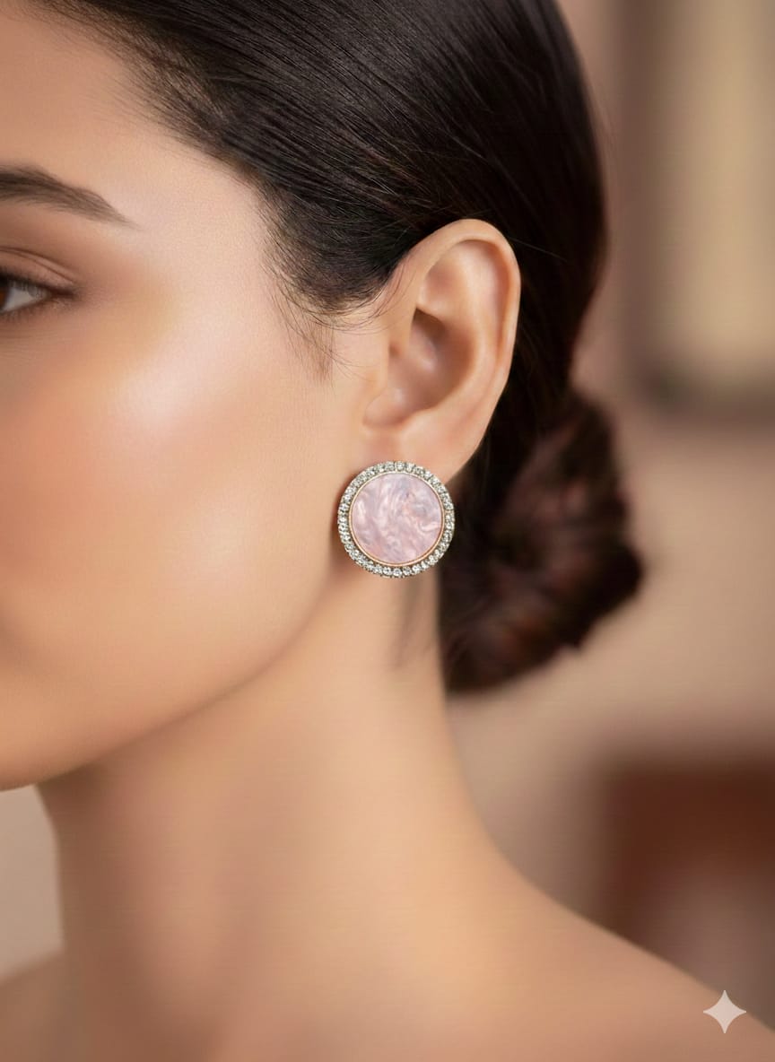 Elegant Crystal Border Stud Earrings – Available in Multiple Colors