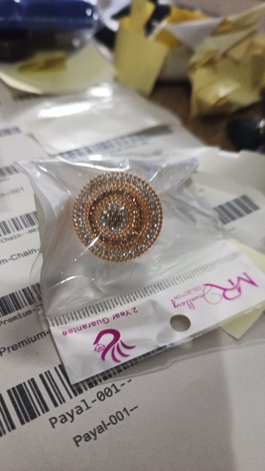 RINGS-002-80 Circular Stone Ring – Gold &amp; Silver Finish