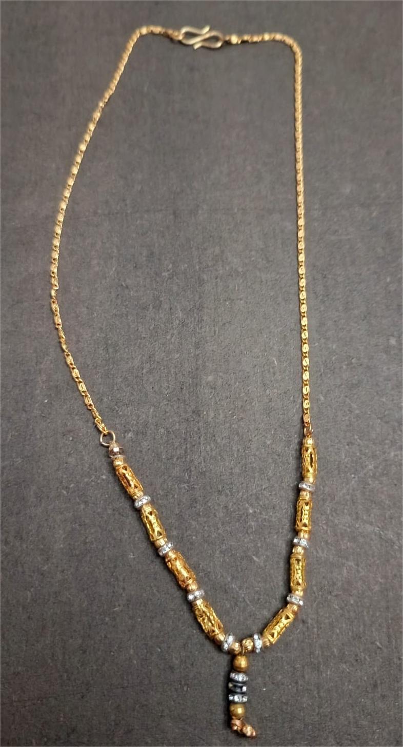 Elegant Gold Beaded Pendant Necklace for Women