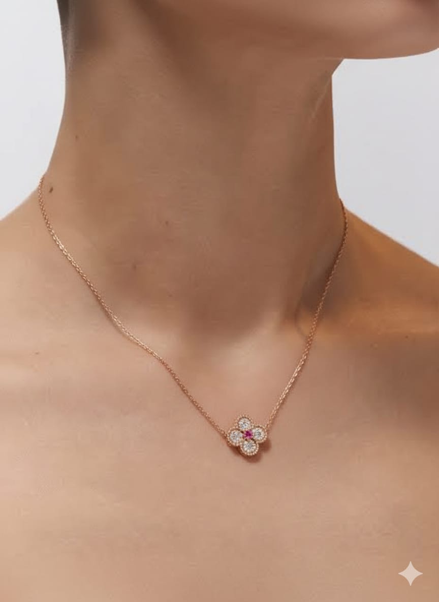Elegant Floral Crystal Pendant Necklace for Women