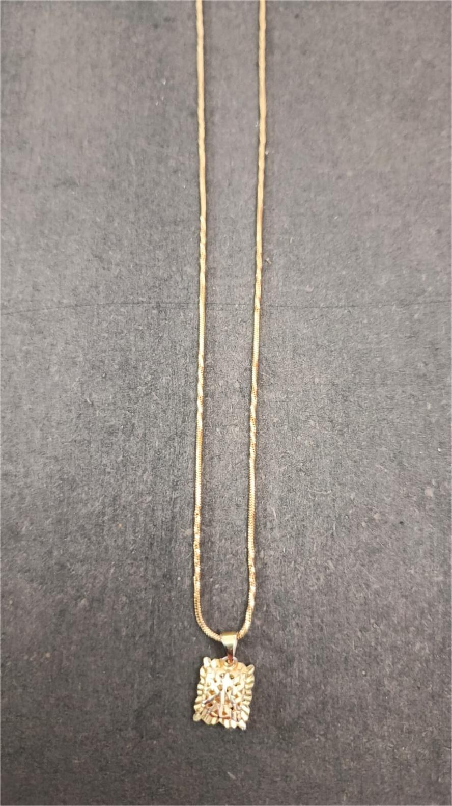 Elegant Gold Square Pendant Necklace with Floral Design