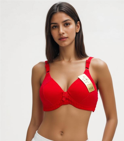 Red Elegance Lace Cup Bra – 40 Size | Bold Comfort & Support