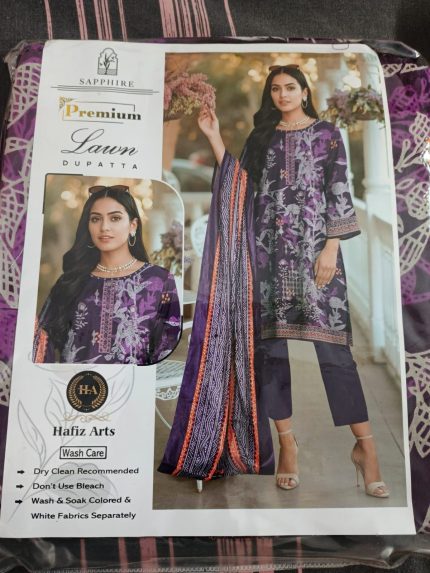 Royal Purple Premium Lawn Suit with Elegant Dupatta