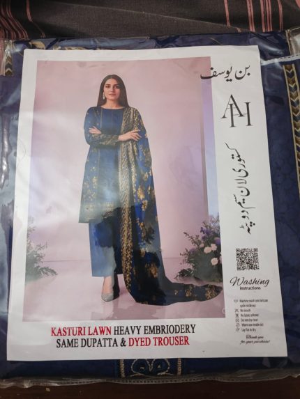Kasturi Lawn Heavy Embroidered 3-Piece Suit – Royal Blue