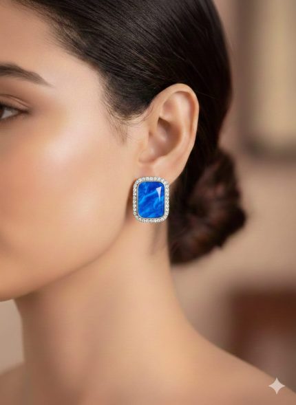 Elegant Crystal Border Stud Earrings – Available in Multiple Colors