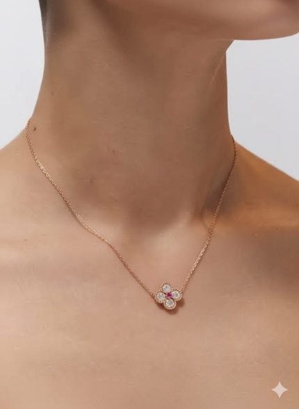 Elegant Floral Crystal Pendant Necklace for Women