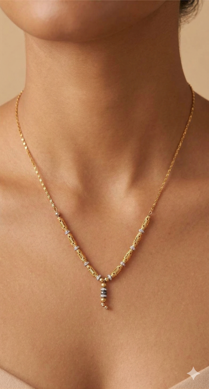 Elegant Gold Beaded Pendant Necklace for Women
